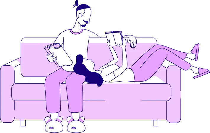 Casal lendo juntos  Ilustração