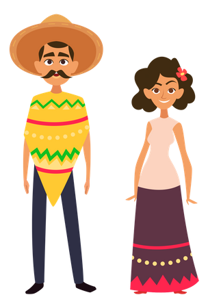 Casal mexicano  Ilustração