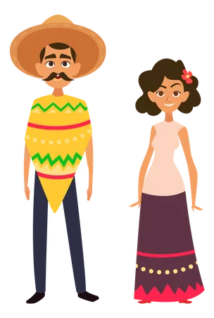 Casal mexicano  Ilustração