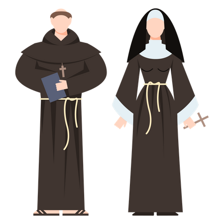 Casal de monges cristãos  Ilustração