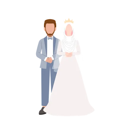 Casal muçulmano em pé um com o outro  Ilustração