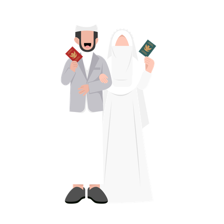 Casal muçulmano fazendo nikah  Ilustração