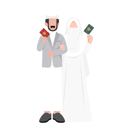 Casal muçulmano fazendo nikah  Ilustração