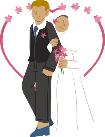 Casal muçulmano fazendo pose romântica  Ilustração