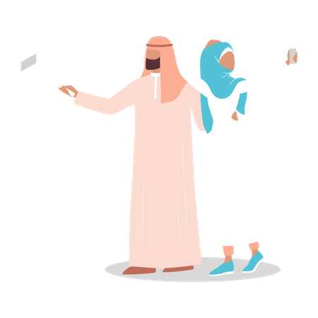Casal muçulmano tirando selfie  Ilustração