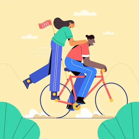 Casal de bicicleta  Ilustração