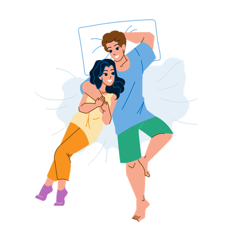 Casal na cama  Ilustração