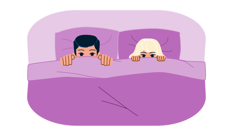 Casal na cama  Ilustração