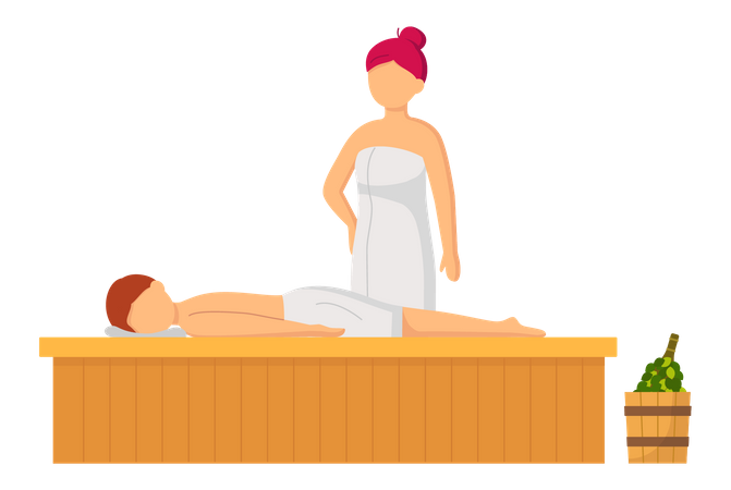 Casal na sauna  Ilustração