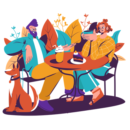 Casal namorando no fim de semana  Ilustração