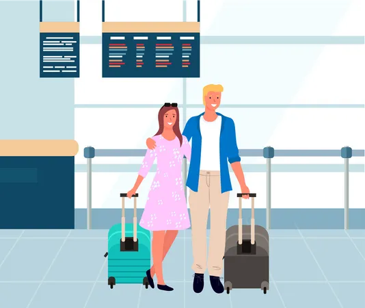 Casal no aeroporto  Ilustração