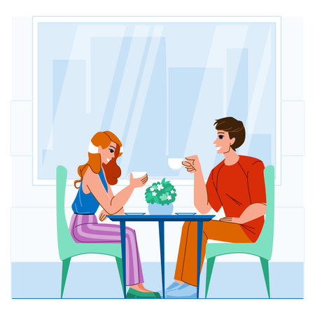 Casal no café  Ilustração