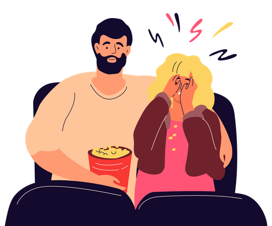 Casal no cinema  Ilustração