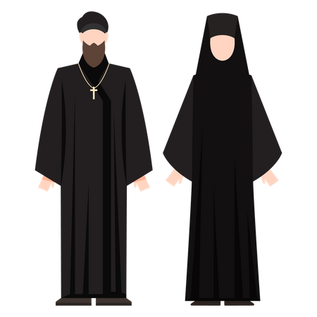 Casal de patriarcas católicos  Ilustração