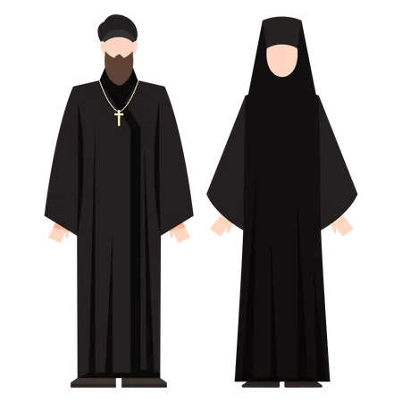 Casal de patriarcas católicos  Ilustração