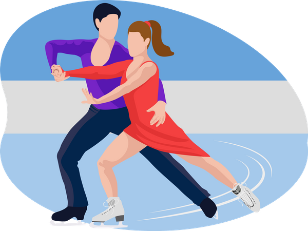 Casal praticando patinação artística  Ilustração