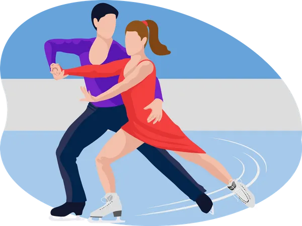 Casal praticando patinação artística  Ilustração