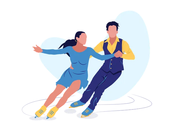 Casal fazendo patinação no gelo  Ilustração