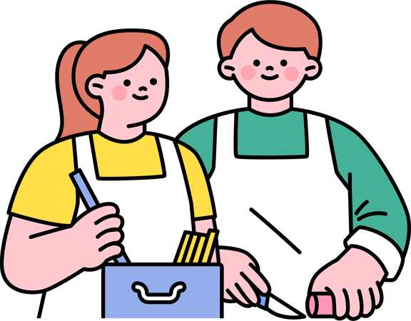 Casal prepara comida juntos  Ilustração