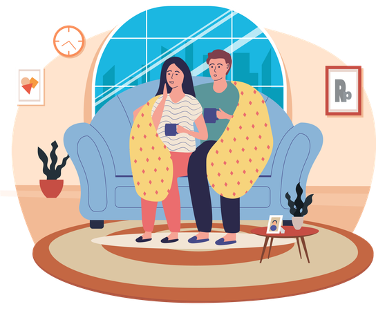 Casal protegendo sua saúde humana  Ilustração