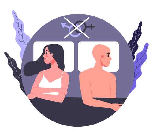 Casal que sofre de disfunção sexual  Ilustração