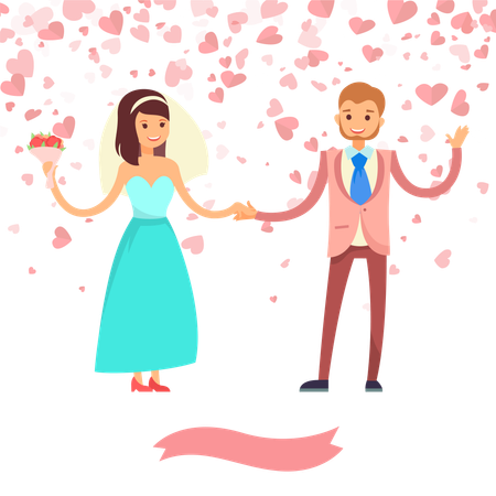 Casal recém casado  Ilustração