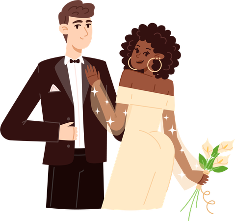 Casal recém casado  Ilustração