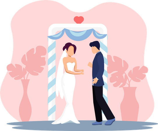 Casal recém casado  Ilustração