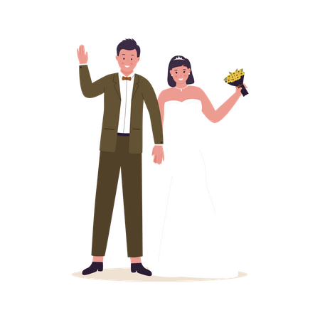 Casal recém casado  Ilustração