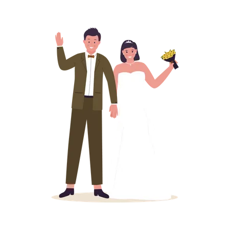 Casal recém casado  Ilustração