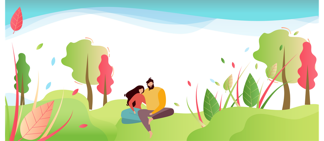 Casal relaxando no jardim  Illustration