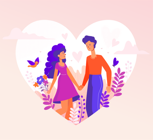 Casal romantico  Ilustração