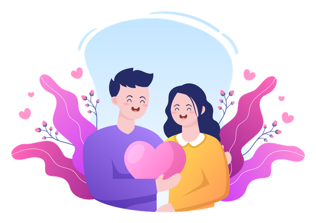Casal romantico  Ilustração