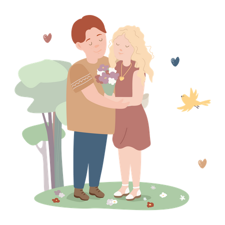 Casal romantico  Ilustração
