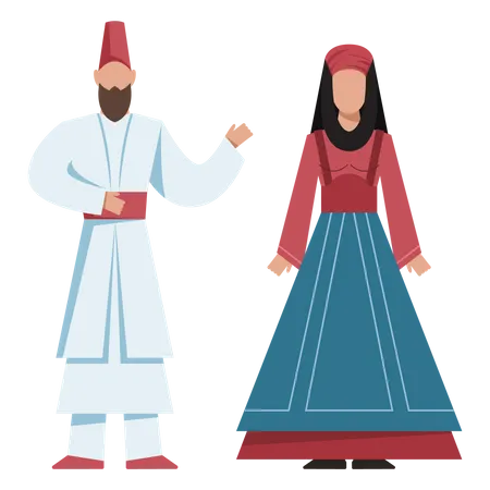 Casal de sacerdotes muçulmanos  Ilustração