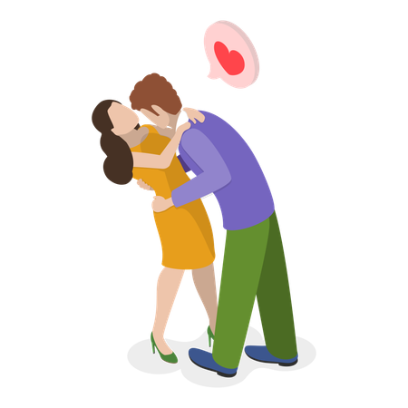 Casal se beijando  Ilustração