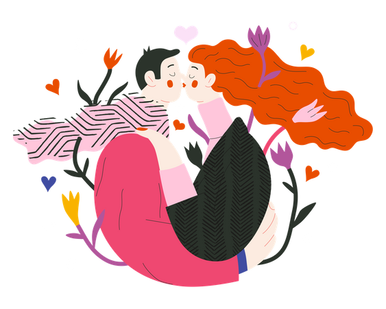 Casal se beijando  Ilustração