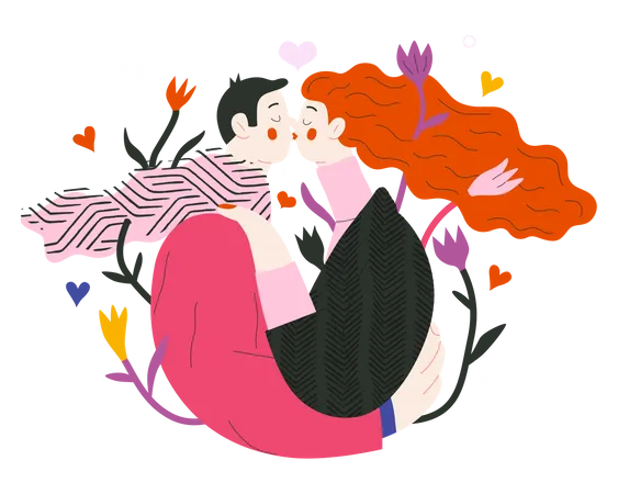 Casal se beijando  Ilustração