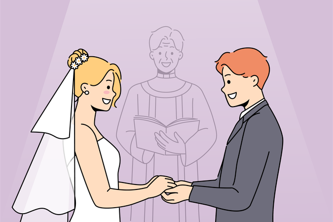 Casal acompanha casamento cristão  Ilustração