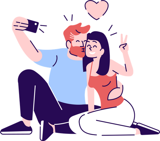 Selfie de casal  Ilustração