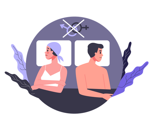 Casal sofrendo dificuldades nos desejos sexuais  Ilustração