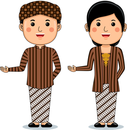 Casal usa roupas tradicionais de Yogyakarta  Ilustração