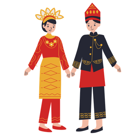 Casal vestido em Aceh  Ilustração