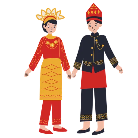 Casal vestido em Aceh  Ilustração