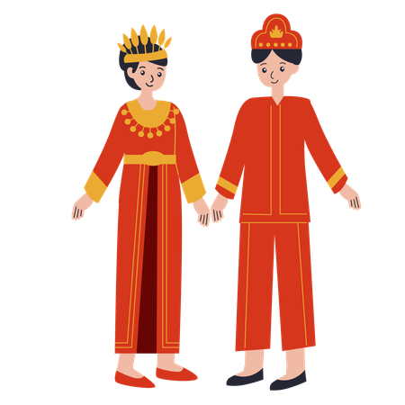 Casal vestido de Gorontalo  Ilustração