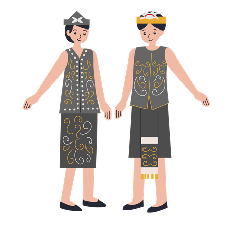 Casal vestido com Kalimantan Timur  Ilustração