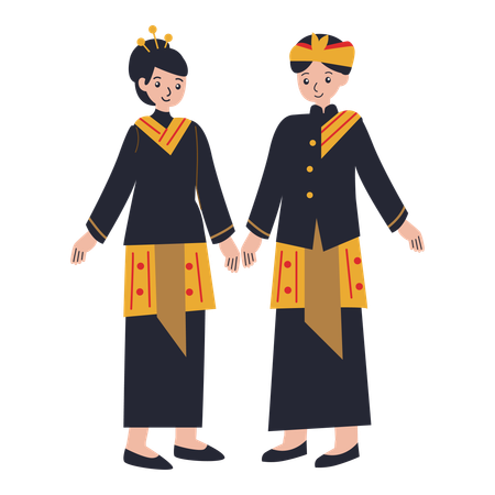 Casal vestindo West Nusa Tenggara  Ilustração