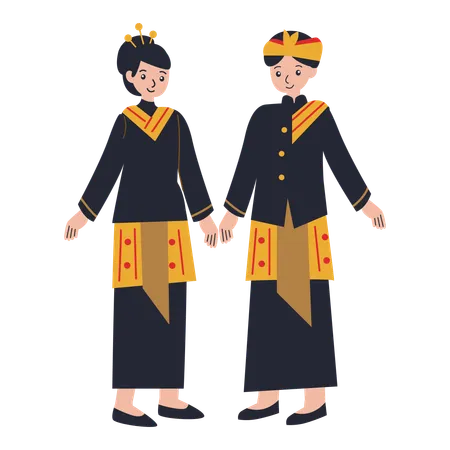 Casal vestindo West Nusa Tenggara  Ilustração