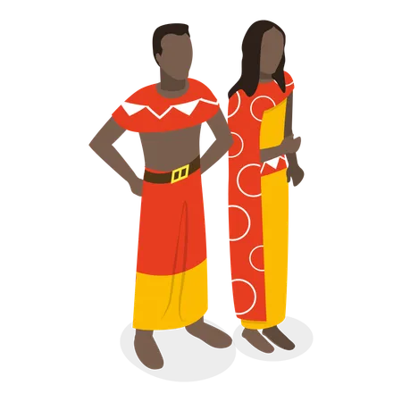 Casal vestindo roupa africana  Ilustração