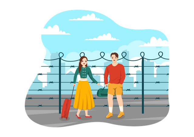 Casal viajando  Ilustração